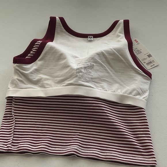 Uniqlo Burgundy and White Striped Tank Top - Picture 5 of 6
